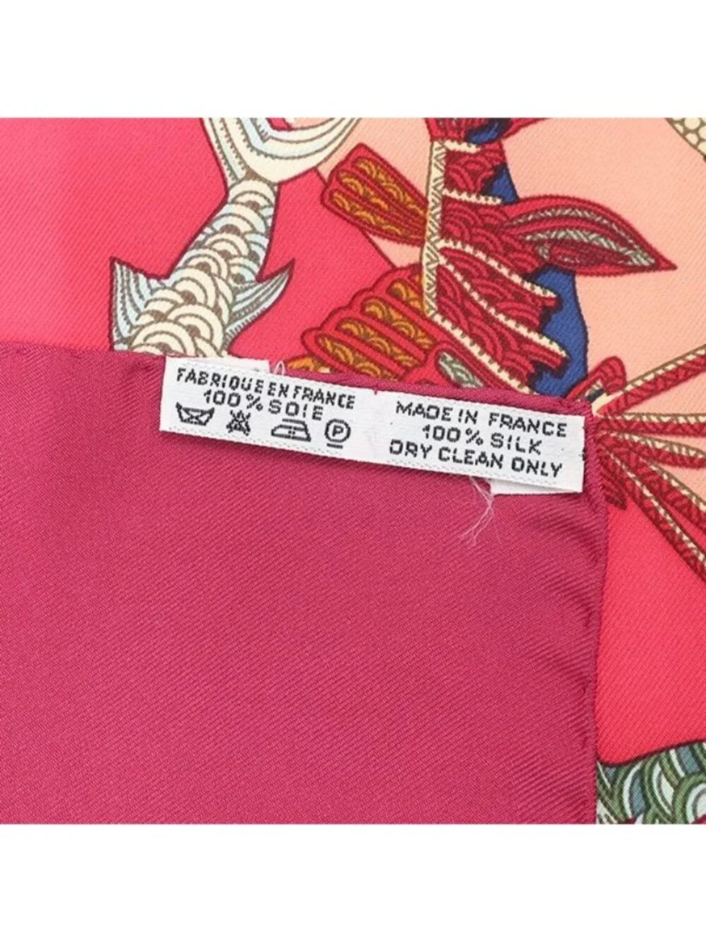 Hermes Scarf Carre 90 Silk Pink Multicolor Grands Fonds Deep